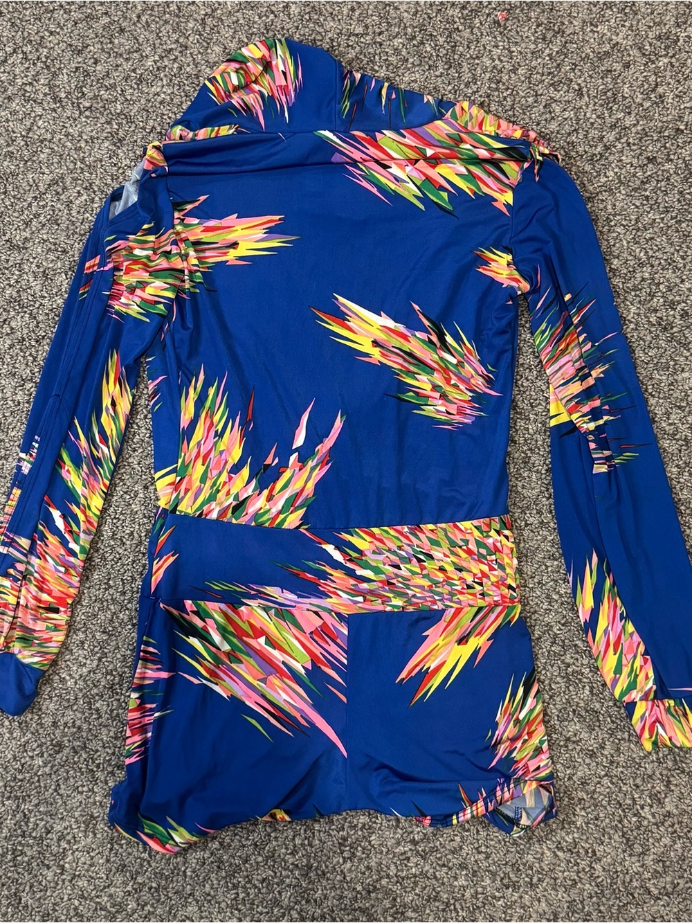 NWT Boutique Blue Multicolor V-Neck Long Sleeve Romper - Picture 9 of 9